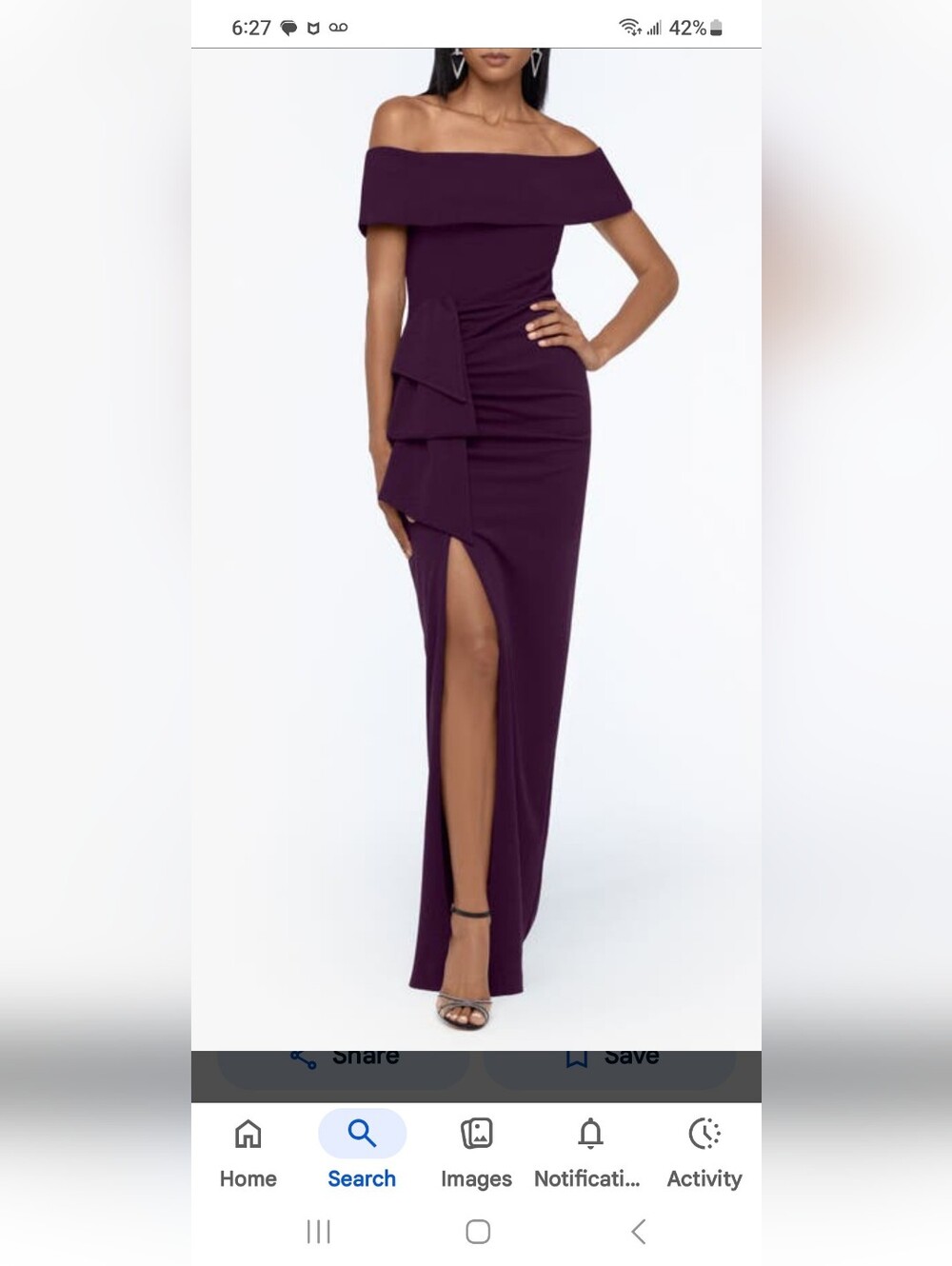 Xscape Off-Shoulder Plum Mother Of The Bride/ Groom Dress